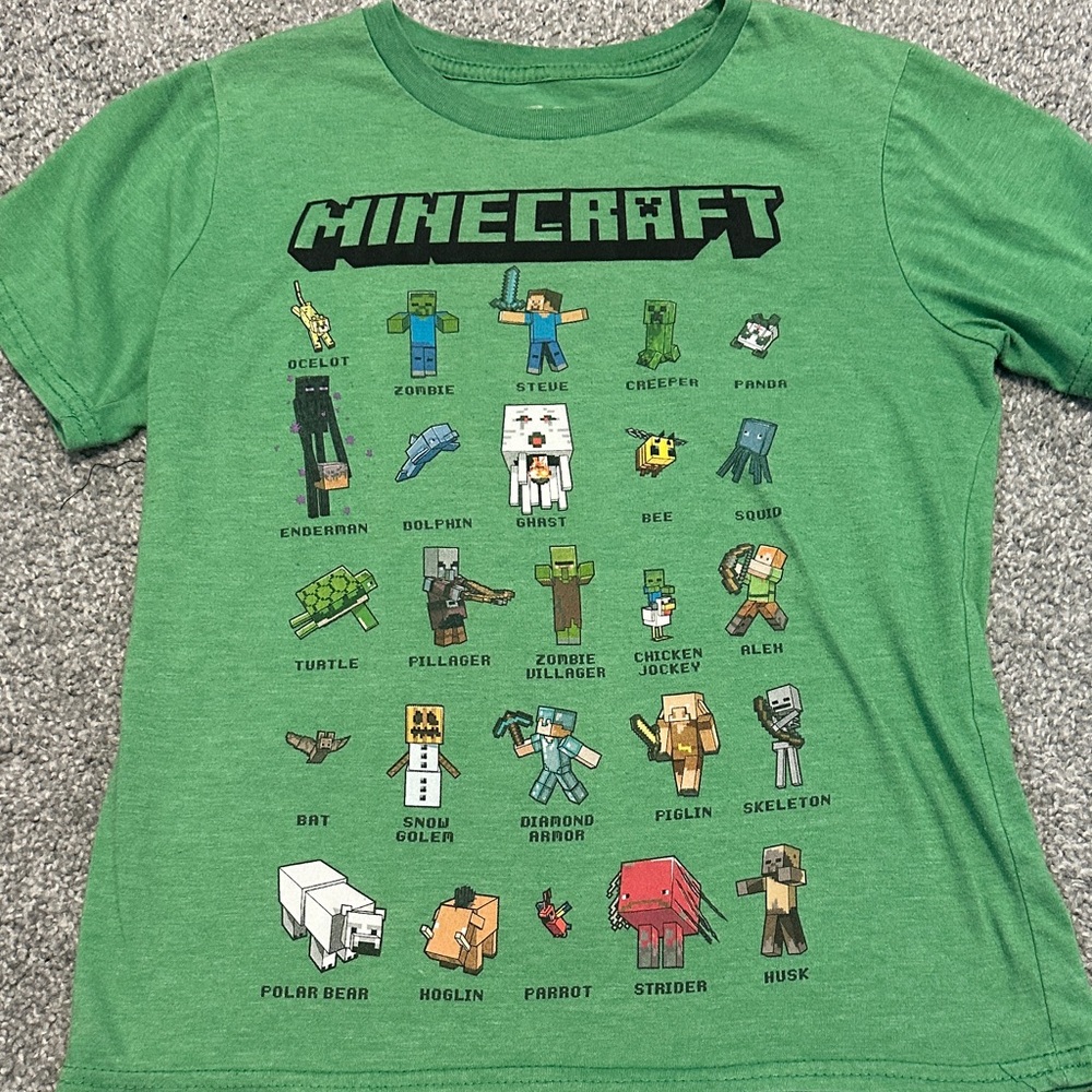 Minecraft Green Kids T-Shirt with Characters